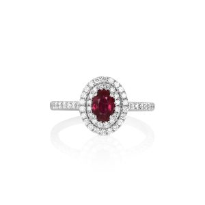 Oval Ruby Double Halo Ring