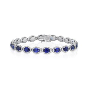 Oval Blue Sapphire Tennis Bracelet