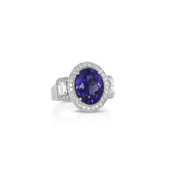Oval Tanzanite & Baguette Diamond Ring - Image 2