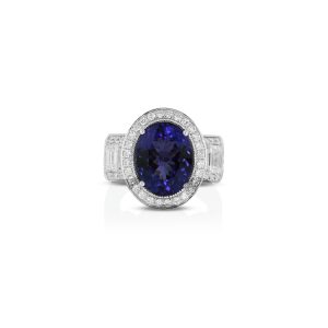 Oval Tanzanite & Baguette Diamond Ring