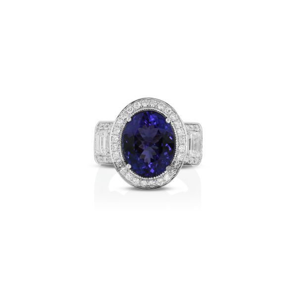 Oval Tanzanite & Baguette Diamond Ring