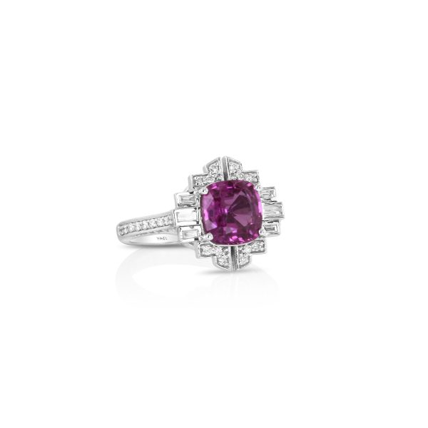 Art Deco Pink Sapphire & Diamond Ring - Image 2