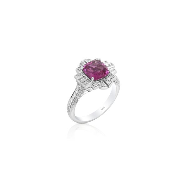 Art Deco Pink Sapphire & Diamond Ring - Image 3