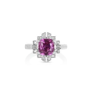 Art Deco Pink Sapphire & Diamond Ring