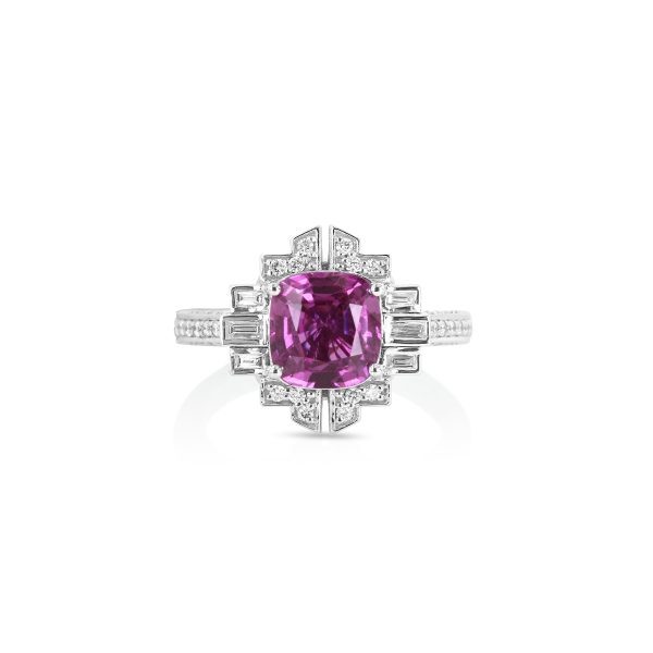 Art Deco Pink Sapphire & Diamond Ring