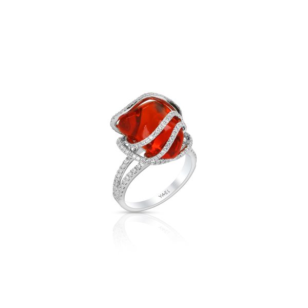 Free-Shape Fire Opal and Diamond Ring - Image 2