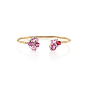 Pink Sapphire Cluster Bangle