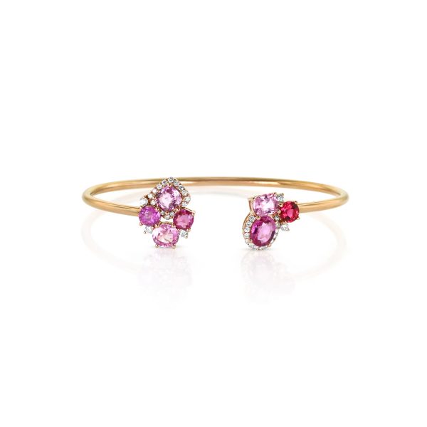 Pink Sapphire Cluster Bangle