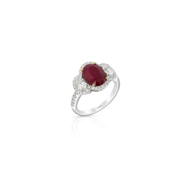Oval Ruby and Diamond Split Shank Ring - Image 3