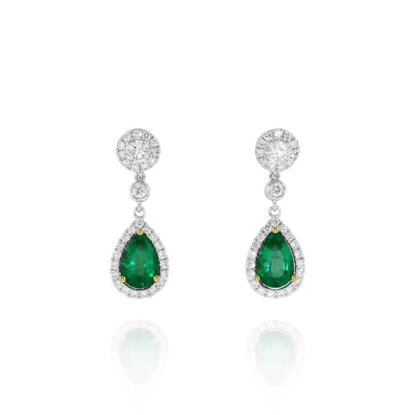 Emerald and Diamond Dangle Earrings