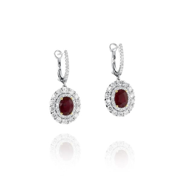 Ruby Double Halo Dangle Earrings - Image 2
