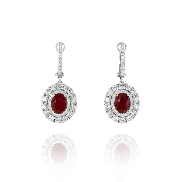 Ruby Double Halo Dangle Earrings