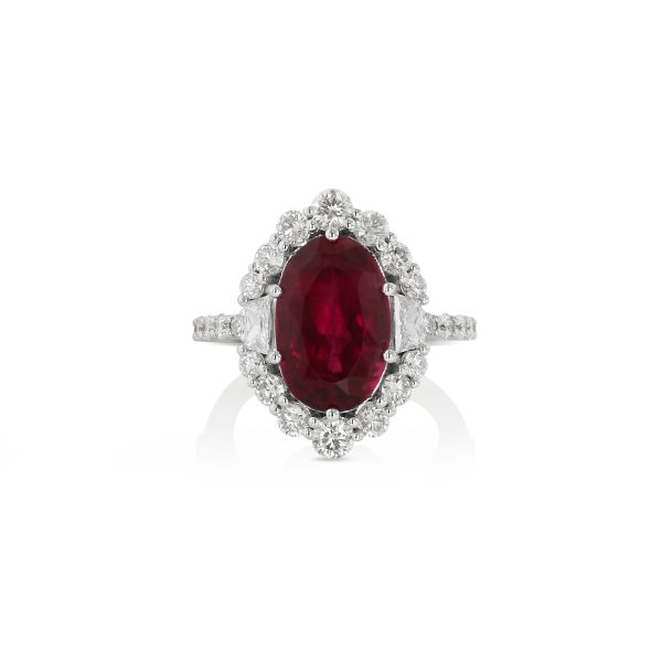 Oval Rubellite Diamond Halo Ring