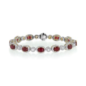 Oval Ruby and Diamond Alternating Tennis Bracelet