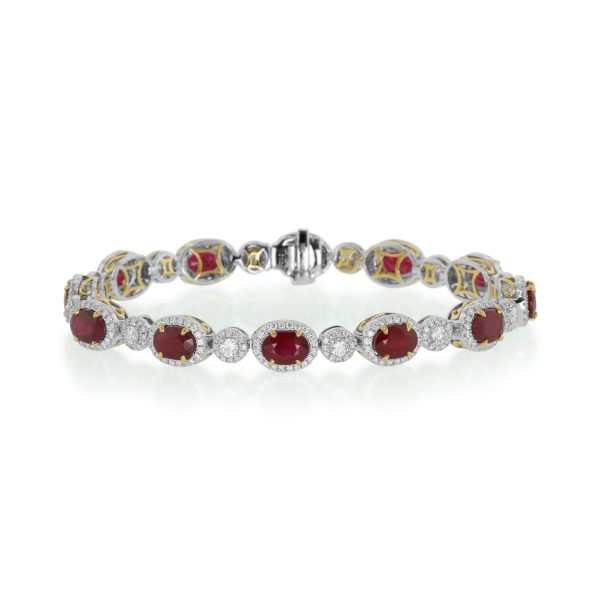 Oval Ruby and Diamond Alternating Tennis Bracelet
