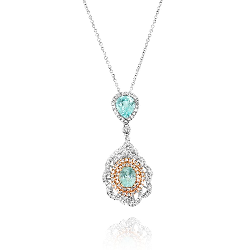 Vintage Frame Paraiba Double Drop Necklace