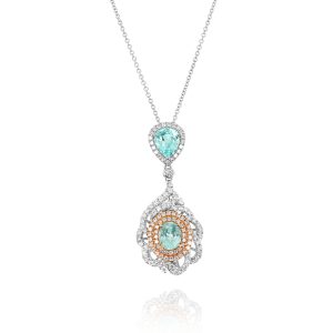 Vintage Frame Paraiba Double Drop Necklace