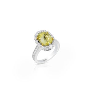 Yellow Sapphire & Diamond Ring