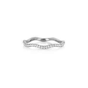 Wavy White Gold Diamond Band