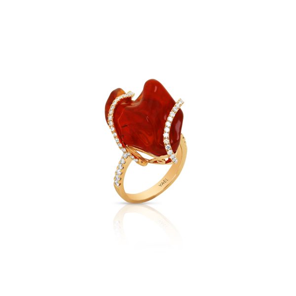 Free-Form Fire Opal and Diamond Statement Ring - Image 3
