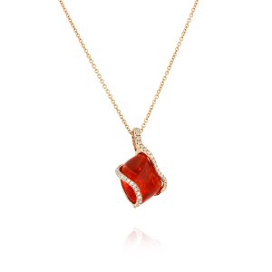 Free-Form Fire Opal and Diamond Pendant