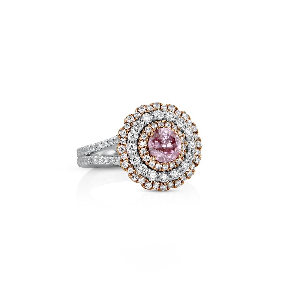 Platinum Round Pink Diamond Ring