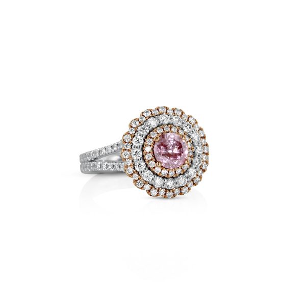 Platinum Round Pink Diamond Ring