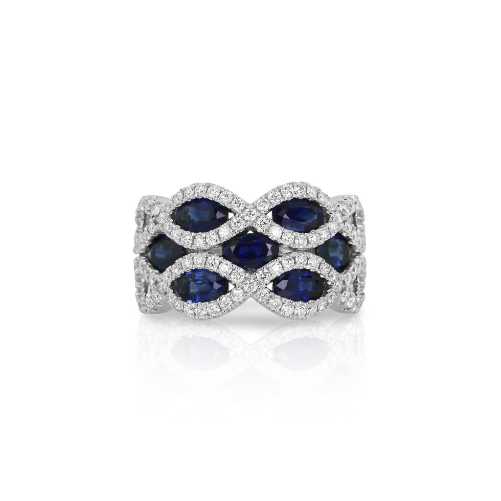 Wide Sapphire & Diamond Band