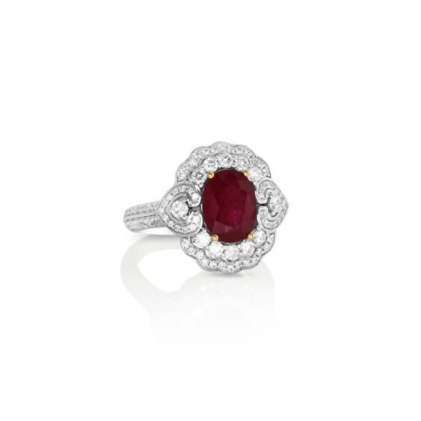 Ruby and Diamond Cocktail Ring - Image 2