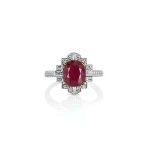 Ruby Cushion Halo Ring