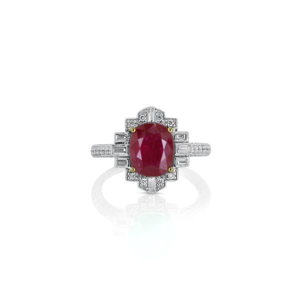 Ruby Cushion Halo Ring