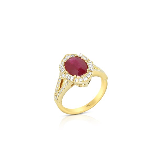 Ruby Elongated Halo Ring - Image 2