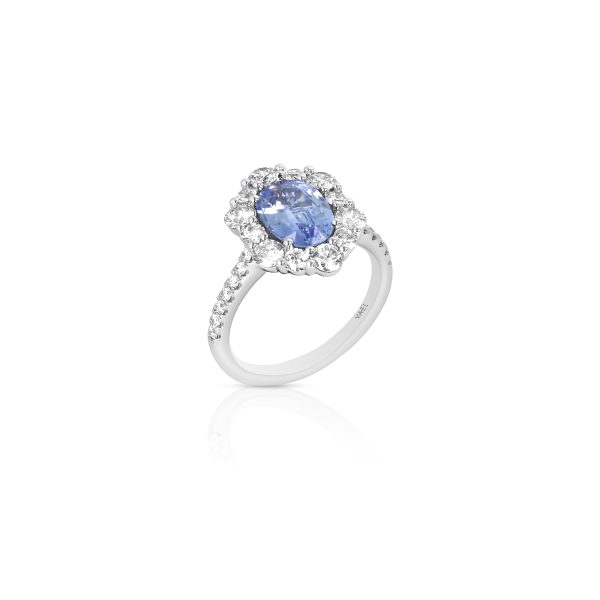 Oval Blue Sapphire Halo Ring - Image 2