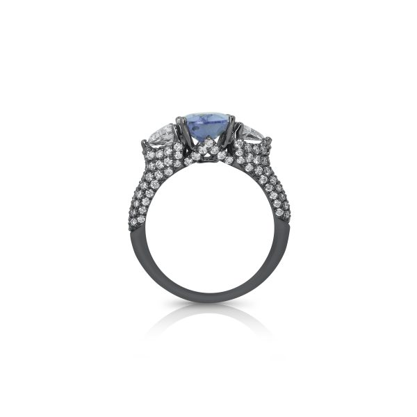 Blue Sapphire & Diamond Art Deco Ring - Image 3
