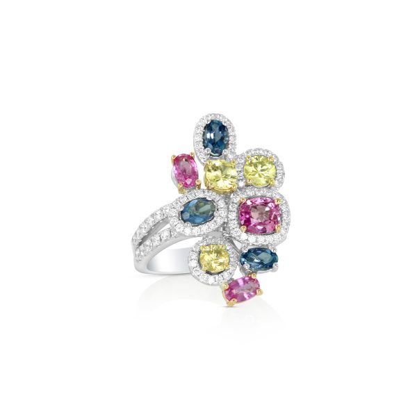 Aquamarine & Sapphire Swirl Ring - Image 2