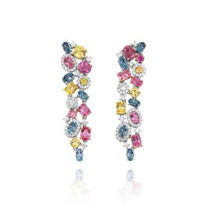 Multi-Sapphire & Aquamarine Drop Earrings