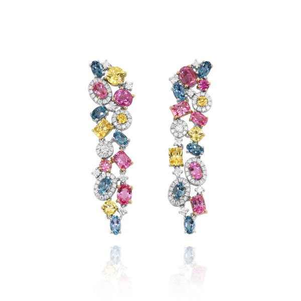 Multi-Sapphire & Aquamarine Drop Earrings