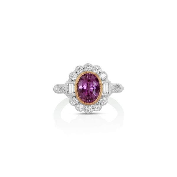Pink Sapphire and Diamond Ring