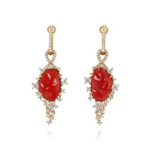 Free-Form Fire Opal and Diamond Earrings