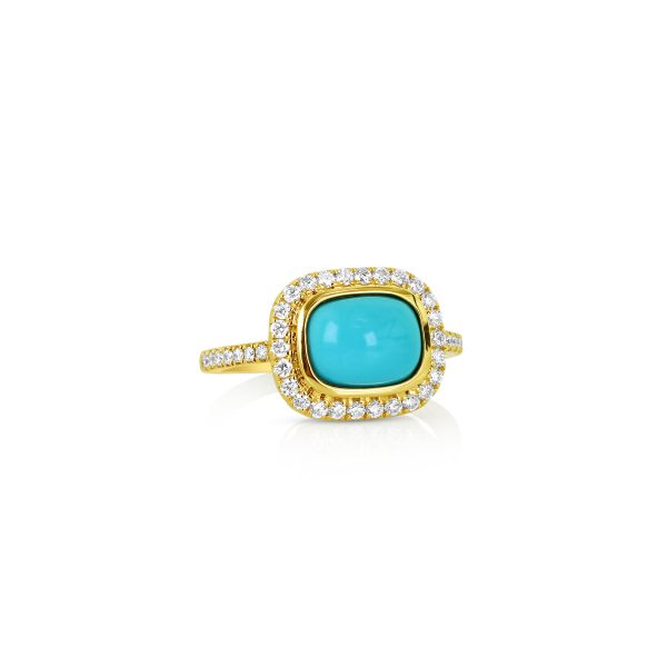 Cushion Turquoise Diamond Ring - Image 2