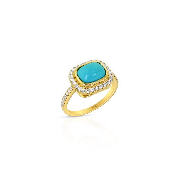 Cushion Turquoise Diamond Ring - Image 3