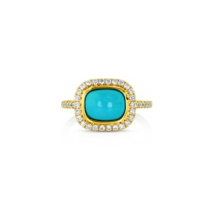 Cushion Turquoise Diamond Ring
