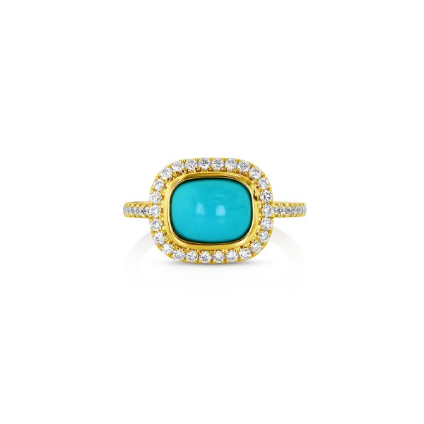 Cushion Turquoise Diamond Ring
