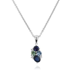 Sapphire Cluster Drop Pendant
