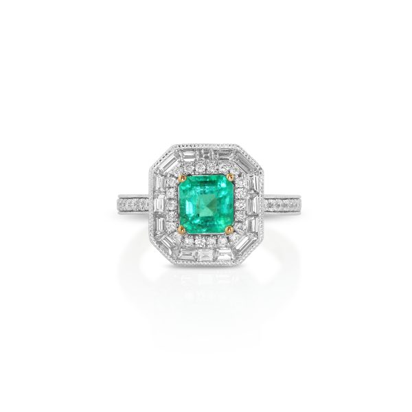 Radiant Emerald and Diamond Ring