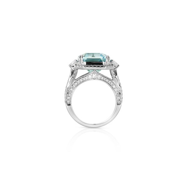 Emerald-Cut Aquamarine and Diamond Ring - Image 2