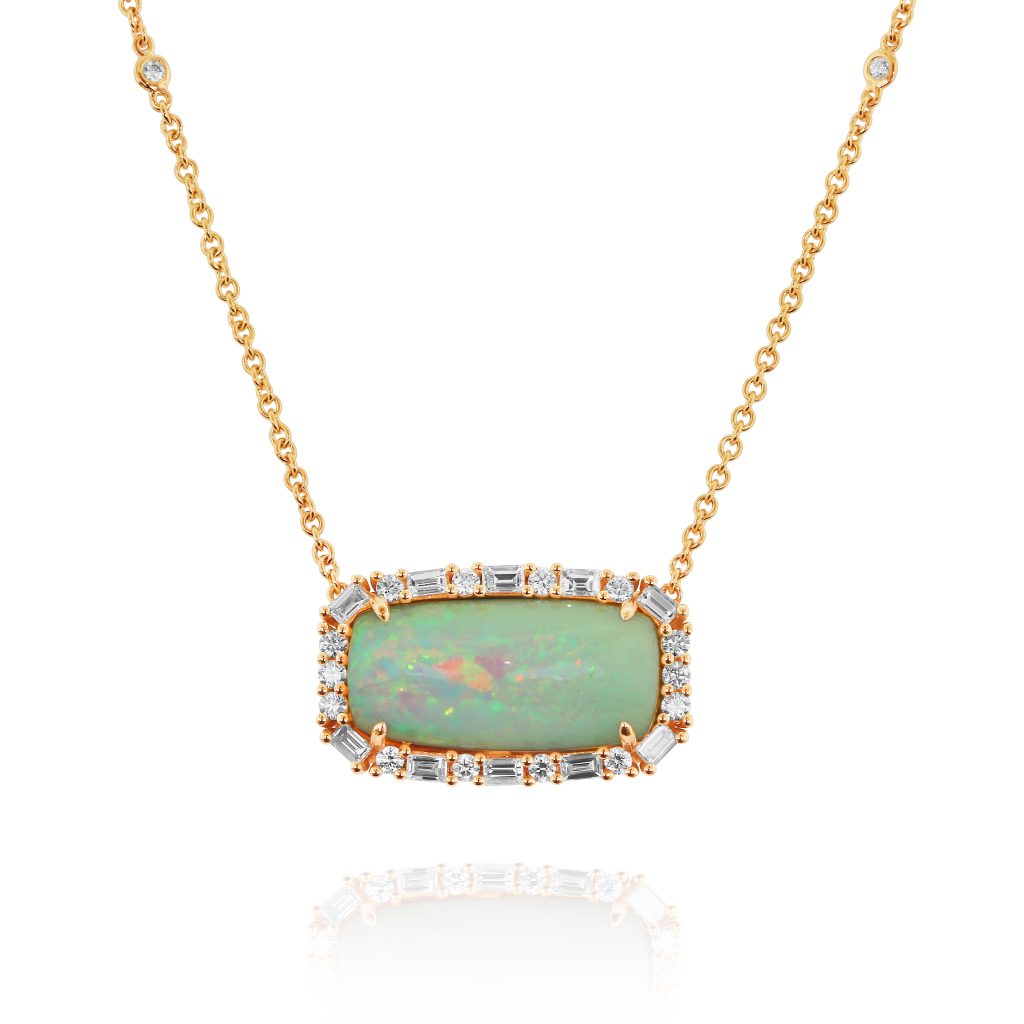 White Opal and Diamond Pendant