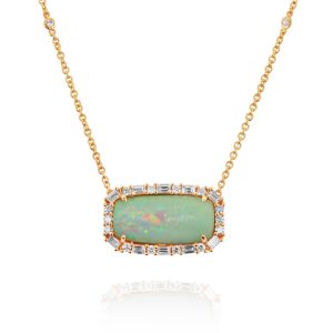 White Opal and Diamond Pendant