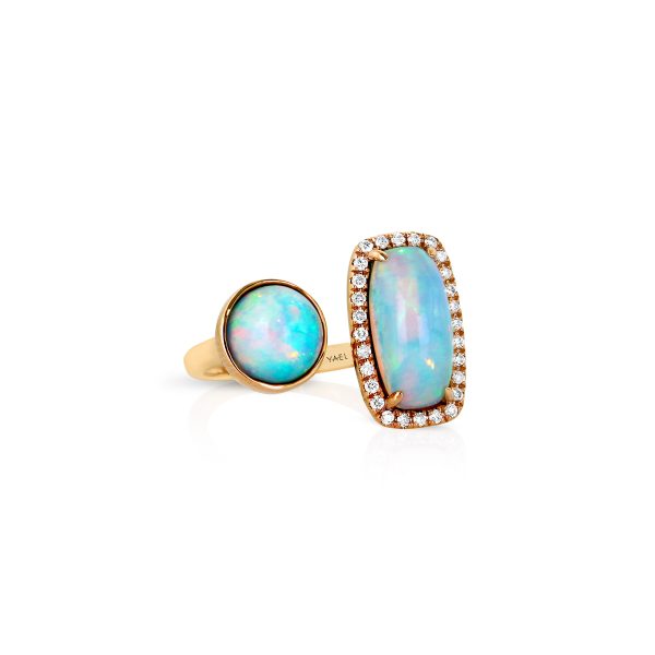 White Opal and Cushion Opal Ring - Image 2