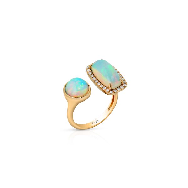 White Opal and Cushion Opal Ring - Image 3